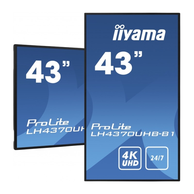 iiyama LH4370UHB-B1 43" profesjonalny wyświetlacz Digital Signage 4K UHD, wysoką jasnością 700cd/m² i czasem pracy 24/7