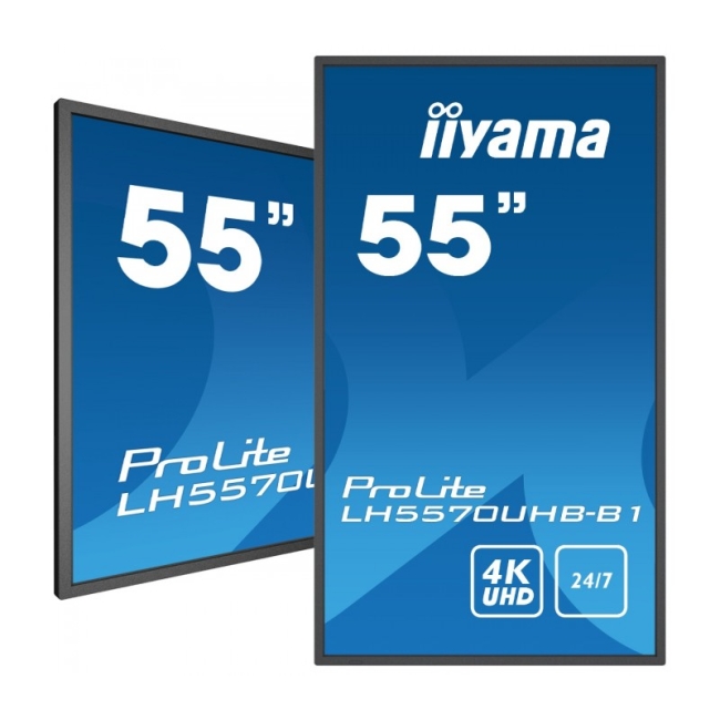 iiyama LH5570UHB-B1 55" profesjonalny wyświetlacz Digital Signage 4K UHD, wysoką jasnością 700cd/m² i czasem pracy 24/7